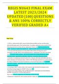 REGIS NU643 FINAL EXAM LATEST 2023/2024 UPDATED [100] QUESTIONS & ANS 100% CORRECTLY VERIFIED GRADED A+ 