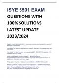 ISYE 6501 EXAM QUESTIONS WITH  100% SOLUTIONS  LATEST UPDATE  2023/2024