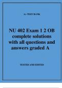 NU 402 Exam 1 2 OB complete solutions with all questions and answers graded A