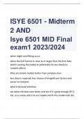 ISYE 6501 - Midterm  2 AND Isye 6501 MID Final  exam1 2023/2024