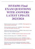 ISYE6501 Final  EXAM QUESTIONS  WITH ANSWERS LATEST UPDATE 2023/2024