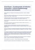 Final Exam - Fundamentals of Infection Prevention / Clinical Epidemiology Questions and Answers 