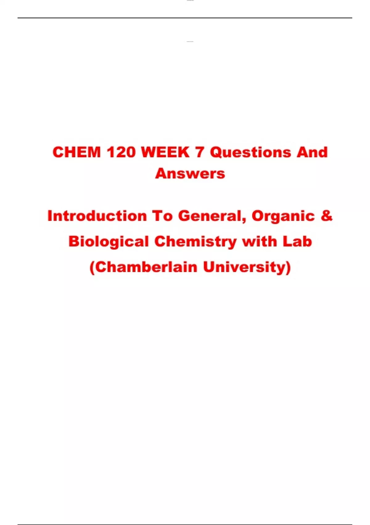 CHEM 120 WEEK 7 Questions And Answers Introduction To General, Organic ...