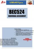 BEC524 Individual Assignment (DETAILED ANSWERS) 2023 - DUE: 5 October 2023