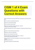 CISM 1 of 4 Exam Questions with Correct Answers 