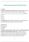 Pediatric Growth and Development&colon; NCLEX Questions and Answers 2022&semi;&lpar;Answered correctly&rpar;