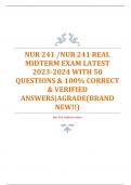 NUR 241 /NUR 241 REAL  MIDTERM EXAM LATEST  2023-2024 WITH 50  QUESTIONS & 100% CORRECT  & VERIFIED  ANSWERS|AGRADE(BRAND  NEW!!)