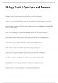 Biology 2 unit 1 Questions and Answers