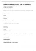 General Biology 2 Unit Test 3 Questions and Answers