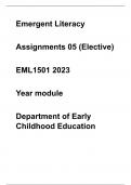 EML1501 Assignment 5 &lpar;COMPLETE ANSWERS&rpar; 2023 - DUE 20 September 2023