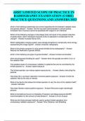 ARRT LIMITED SCOPE OF PRACTICE IN RADIOGRAPHY EXAMINATION (CORE) PRACTICE QUESTIONS AND ANSWERS 2023