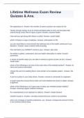 Lifetime Wellness Exam Review Quizzes & Ans&period;