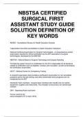 NBSTSA CERTIFIED SURGICAL FIRST ASSISTANT STUDY GUIDE SOLUTION DEFINITION OF KEY WORDS