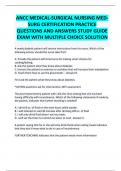 ANCC MEDICAL-SURGICAL NURSING MED-SURG CERTIFICATION PRACTICE QUESTIONS AND ANSWERS STUDY GUIDE EXAM WITH MULTIPLE CHOICE SOLUTION