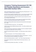 Caregiver Training Assessment CG 100 All Possible Questions and Answers 2023-2024 Verified 100&percnt;