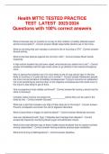 Health MTTC TESTED PRACTICE  TEST LATEST 2023&sol;2024 Questions with 100&percnt; correct answers