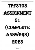 TPF3703 Assignment 51 (COMPLETE ANSWERS) 2023 Department of Early Childhood Education 