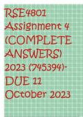 RSE4801 Assignment 4 &lpar;COMPLETE ANSWERS&rpar; 2023 &lpar;745394&rpar;- DUE 11 October 2023