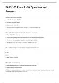 EAPS 105 Exam 1 HW Questions and Answers