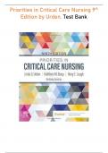Priorities in Critical Care Nursing 9th Edition by Urden. Test Bank - Q&A WITH EXPLANATIONS (RATED A+) LATEST 2023