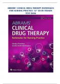 ABRAMS’ CLINICAL DRUG THERAPY RATIONALES FOR NURSING PRACTICE 12TH ED BY FRANDSEN TEST BANK - Q&A WITH EXPLANATIONS (RATED A+) 2023