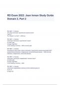 RD Exam - Domain II, MNT :Jean Inman Study Guide Questions & Answers