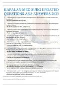 KAPLAN MED SURG UPDATED  QUESTIONS ANS ANSWERS 2023