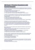 OB Exam 1 Questions with Correct Answers &lpar;100&percnt; Accurate&rpar; Latest 2023