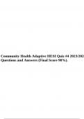 Community Health Adaptive HESI Quiz #4 2023/2024 Questions and Answers (Final Score 90%).