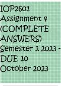 IOP2601 Assignment 4 (COMPLETE ANSWERS) Semester 2 2023 - DUE 10 October 2023