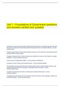   Unit 1 - Foundations of Government questions and answers verified and updated.