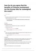Essay Plan: how far do you agree that the benefits of Chinese involvement ion the Korean War far outweighed the costs?