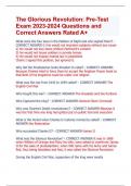 The Glorious Revolution: Pre-Test Exam 2023-2024 Questions and  Correct Answers Rated A+