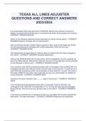 TEXAS ALL LINES ADJUSTER  QUESTIONS AND CORRECT ANSWERS  2023/2024