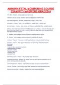 AWHONN FETAL MONITORING COURSE  EXAM WITH ANSWERS GRADED A