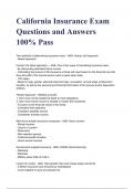 California Insurance Exam Questions and Answers 100&percnt; Pass&lpar; A&plus; GRADED&rpar;