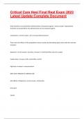 CRITICAL CARE HESI FINAL EXAM 2023 SOLVED QUESTIONS