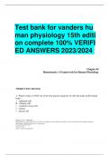 Test bank for vanders hu man physiology 15th edition complete 100% VERIFI ED ANSWERS 2023/2024