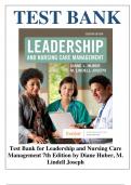 Test Bank of Leadership and Nursing Care Management 7th Edition Lindell Joseph, Diane Huber Test Bank Chapter 1-26 | Complete Chapters  Version 2023-2024 A+
