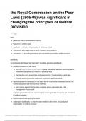 Essay plans: the Royal Commission on the Poor Laws (1905-09) was significant in changing the principles of welfare provision
