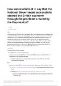 Essay plan: how successful is it to say that the National Government successfully steered the British economy through the problems created by the Depression?