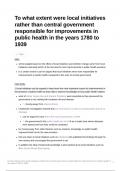 Essay plan: To what extent were local initiatives rather than central government responsible for improvements in public health in the years 1780 to 1939