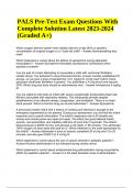 PALS Pre-Test Questions With Complete Answers Latest Updated 2023-2024 Graded A+
