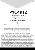 PYC4812 Assignment 1 (ANSWERS) 2024 - DISTINCTION GUARANTEED