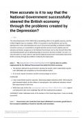 Essay plan: How accurate is it to say that the National Government successfully steered the British economy through the problems created by the Depression?