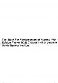 Test Bank For Fundamentals of Nursing 10th Edition (Taylor 2023) Chapter 1-47 | Complete Guide Newest Version.