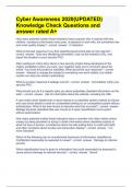 Cyber Awareness 2020&lpar;UPDATED&rpar; Questions with complete solution 2023
