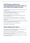 NFHS Bullying, Hazing and Inappropriate Behaviors UNIT TEST 1;2 and 3 2023 with complete solution