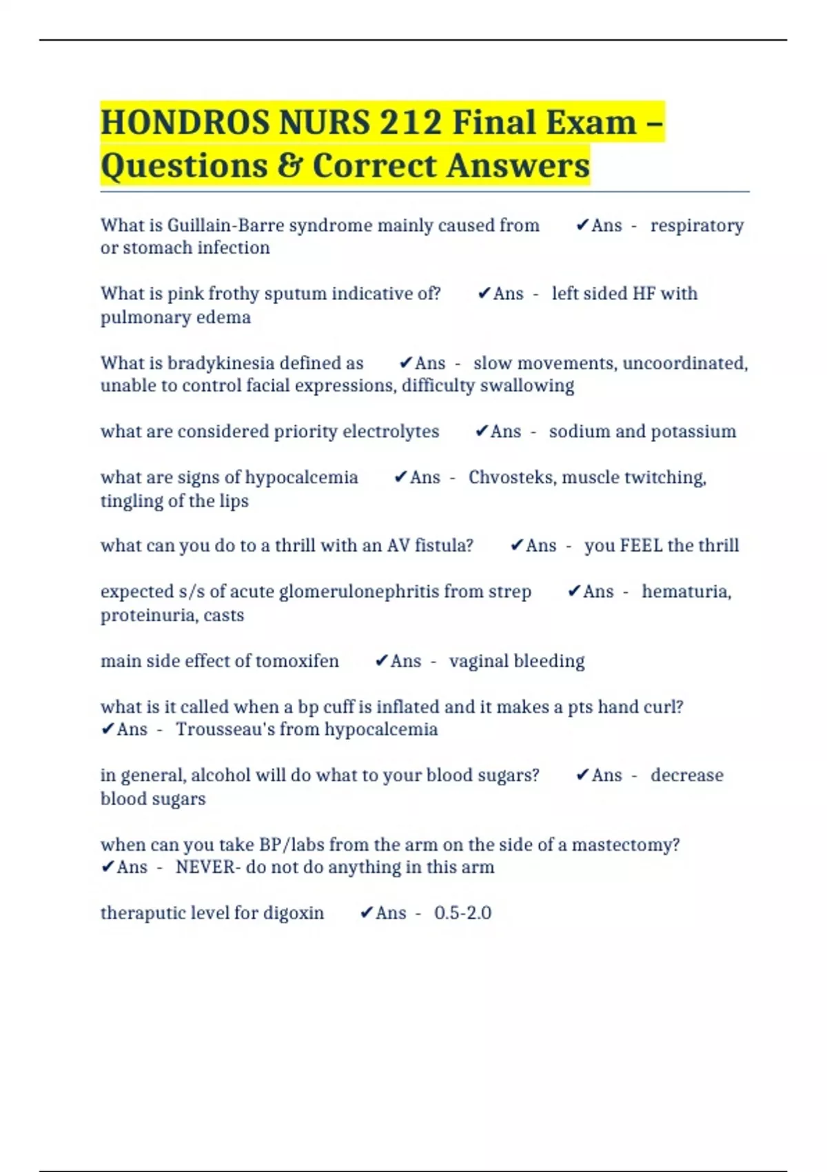 HONDROS NURS 212 Final Exam – Questions & Correct Answers - HONDROS NUR ...