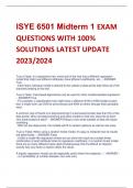 ISYE 6501 Midterm 1 EXAM  QUESTIONS WITH 100%  SOLUTIONS LATEST UPDATE  2023/2024